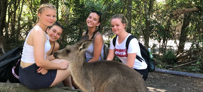 MAP Auslandsjahr: Schülerinnen mit Känguru in Australien